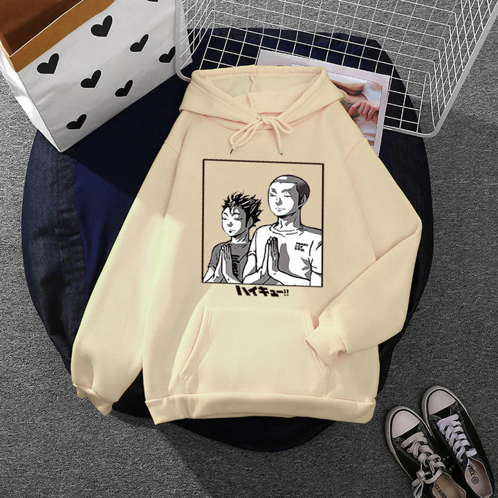 Damen weicher Kapuzenpullover mit großflächigem Manga-Panelprint und Kängurutasche – Auréline