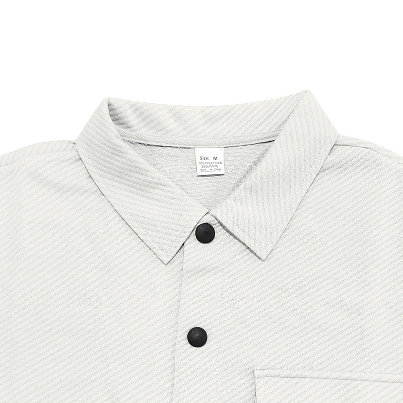 Herren nan urbanes Shirtjacken-Set in strukturierter Cordoptik mit Brustklappe und schmaler Passform Echo Archiv