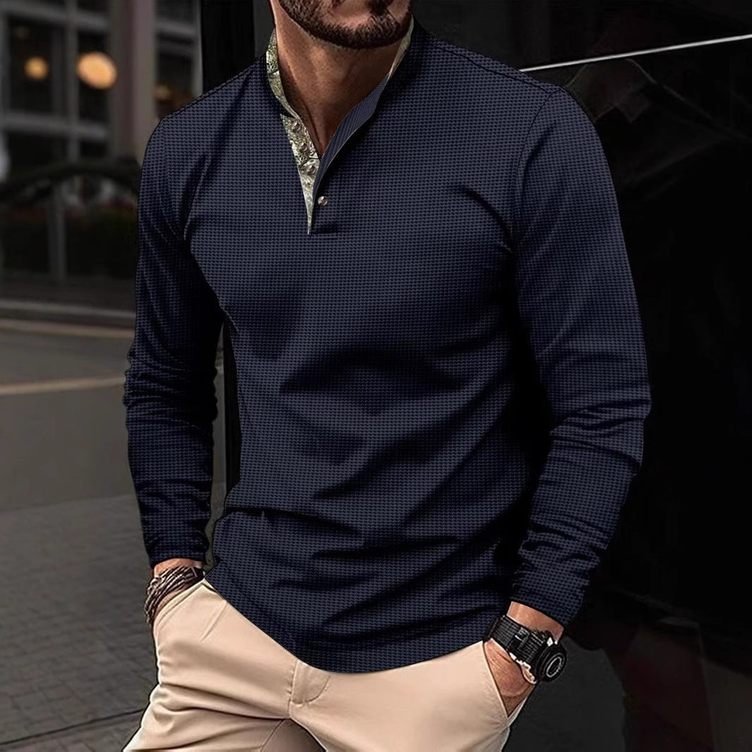 Herren Langarmshirt mit grafischem Kragen Echoarchiv
