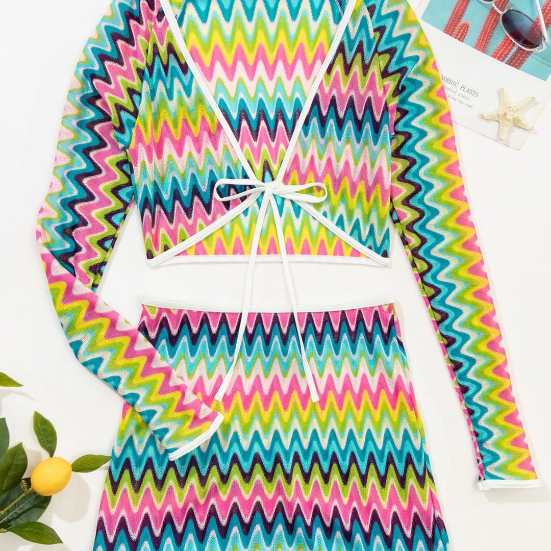 Damen modisches Crop-Top und Rock-Set Echo Archiv