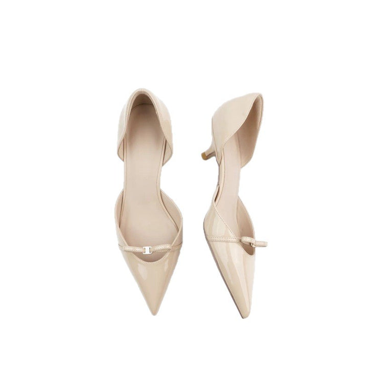 Damen Elegante Lack‑D'Orsay‑Pumps mit spitzer Zehenkappe, niedrigem Kittenabsatz und zartem Zierriemchen – Lioré