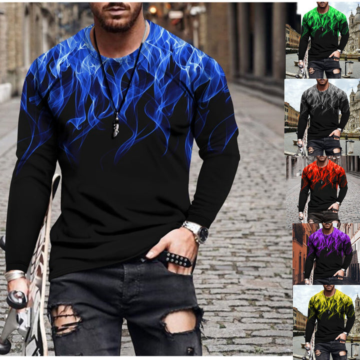 Herren Langarmshirt mit dynamischem Flammendesign und sportlichem Schnitt Echoarchiv