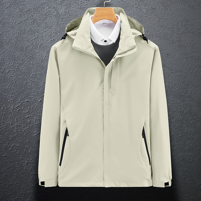 Herren Leichte wasserabweisende Softshell‑Außenjacke mit verstellbarer Kapuze und Sturmleiste – Taviero