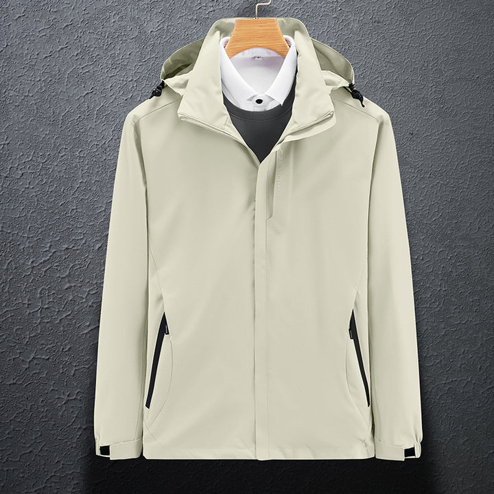 Herren Leichte wasserabweisende Softshell‑Außenjacke mit verstellbarer Kapuze und Sturmleiste – Taviero