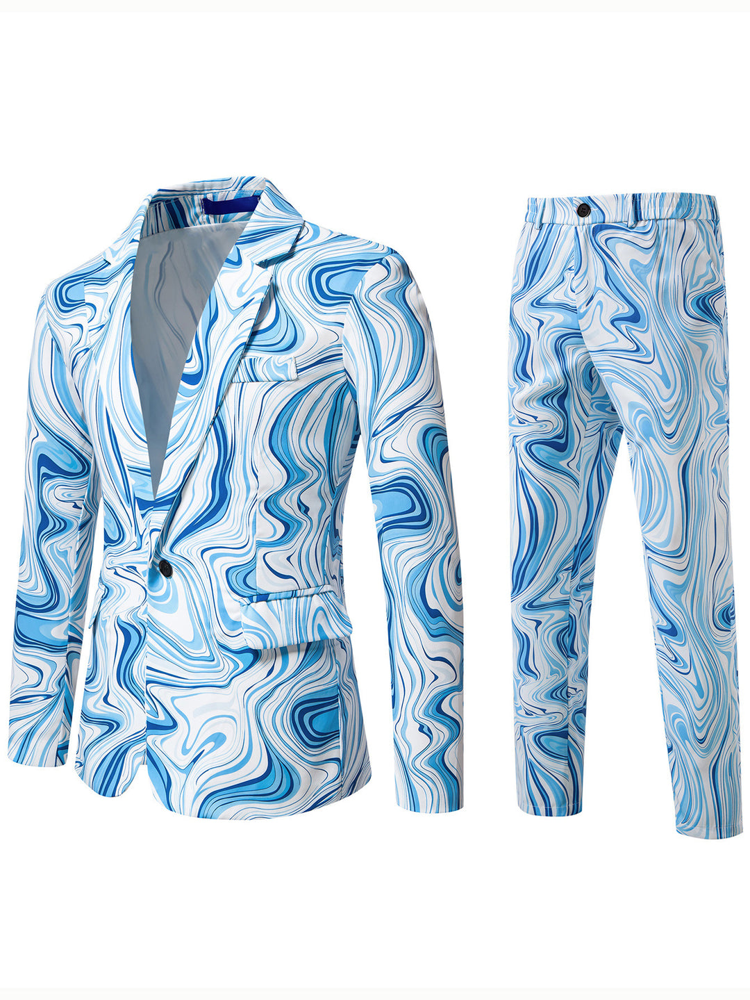 Herren Zweiteiliges Statement-Sakko und Anzughose mit psychedelischem Swirl-Print Echo Archiv