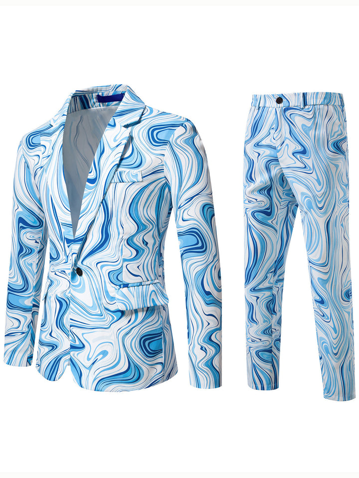 Herren Zweiteiliges Statement-Sakko und Anzughose mit psychedelischem Swirl-Print Echo Archiv