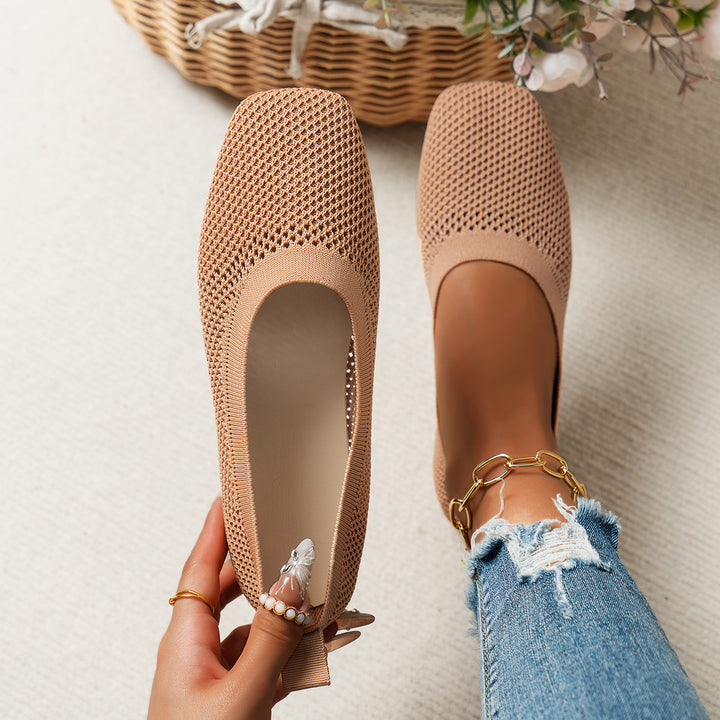 Damen Atmungsaktive Strick‑Ballerinas mit quadratischer Spitze Echo Archiv