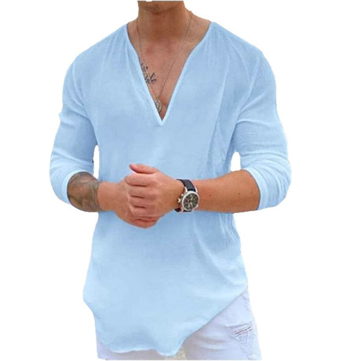 Herren Langarmshirt mit modernem V-Ausschnitt und elegantem Schnitt Echoarchiv