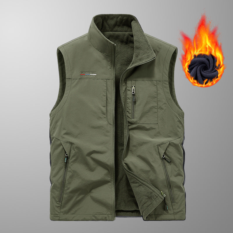 Herren gep adds thermalweste mit Fleece-Futter, winddichte Außenseite und mehreren mit Reißverschluss versehenen Taschen – Marzano