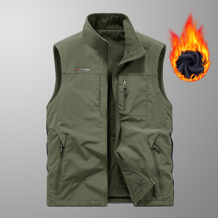 Herren gep adds thermalweste mit Fleece-Futter, winddichte Außenseite und mehreren mit Reißverschluss versehenen Taschen – Marzano