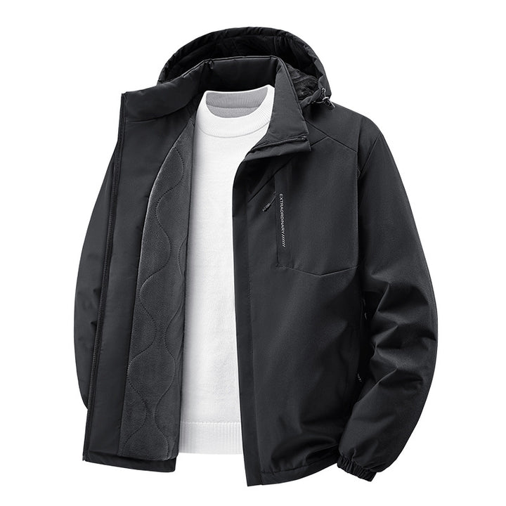 Herren Thermo-Outdoorjacke mit gesteppter Fleece-Innenlage, wind- und wasserabweisender Hülle & Kapuze Echoarchiv