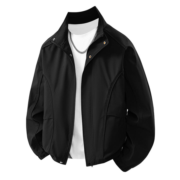 Herren leichte Übergangsjacke mit ergonomischen Schnittlinien, Stehkragen und verdecktem Reißverschluss – Brevano