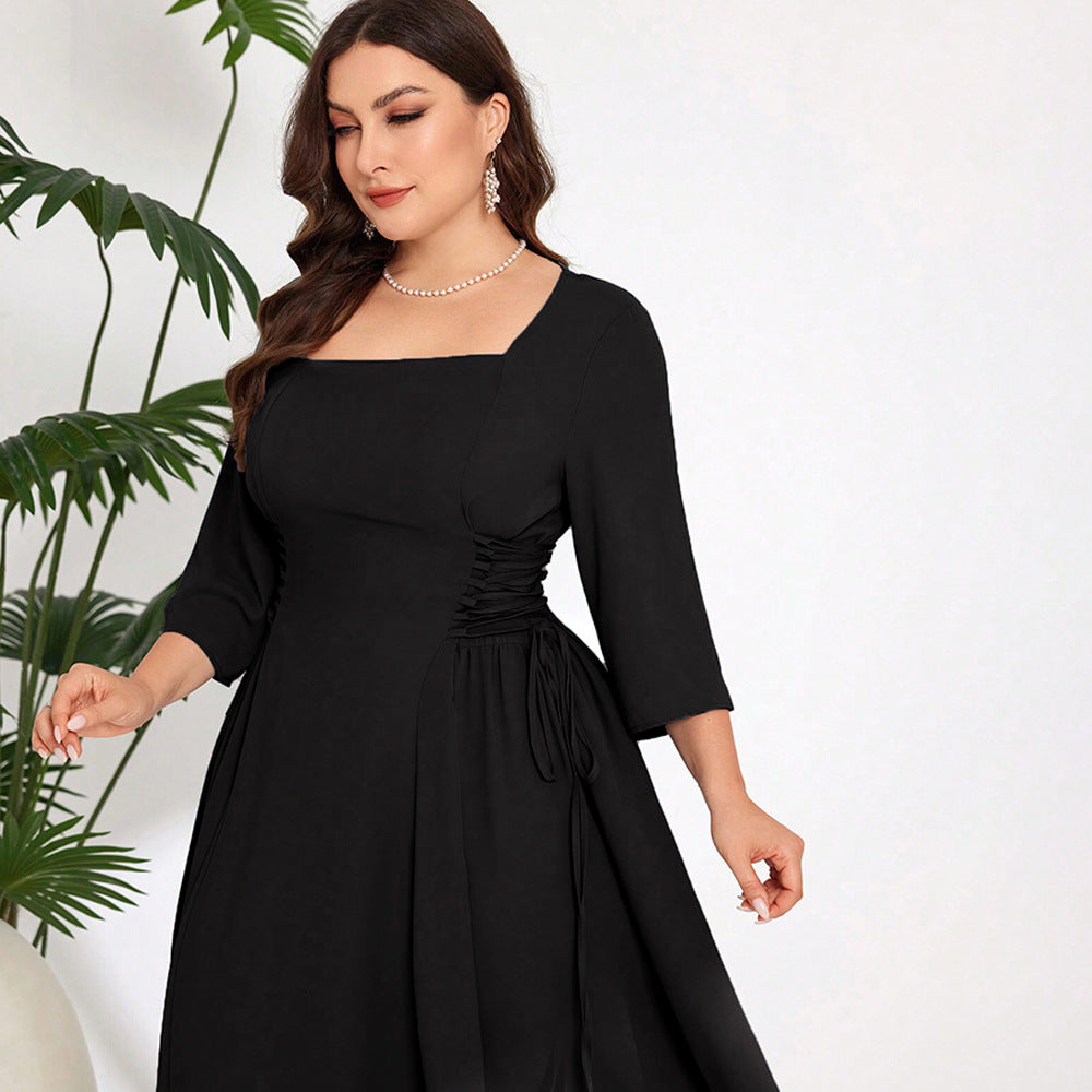 Damen Midi-Kleid mit schickem Quadrat-Ausschnitt und eleganten Rüschendetails Echo Archiv