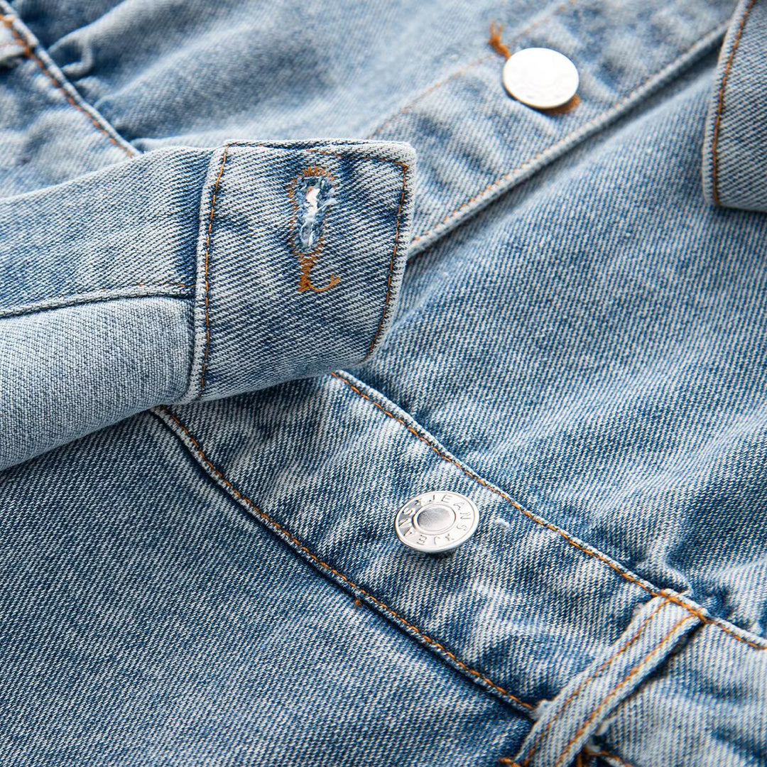 Damen Jeanskleid mit Taillengürtel, Hemdkragen und aufgesetzten Brusttaschen Echo Archiv