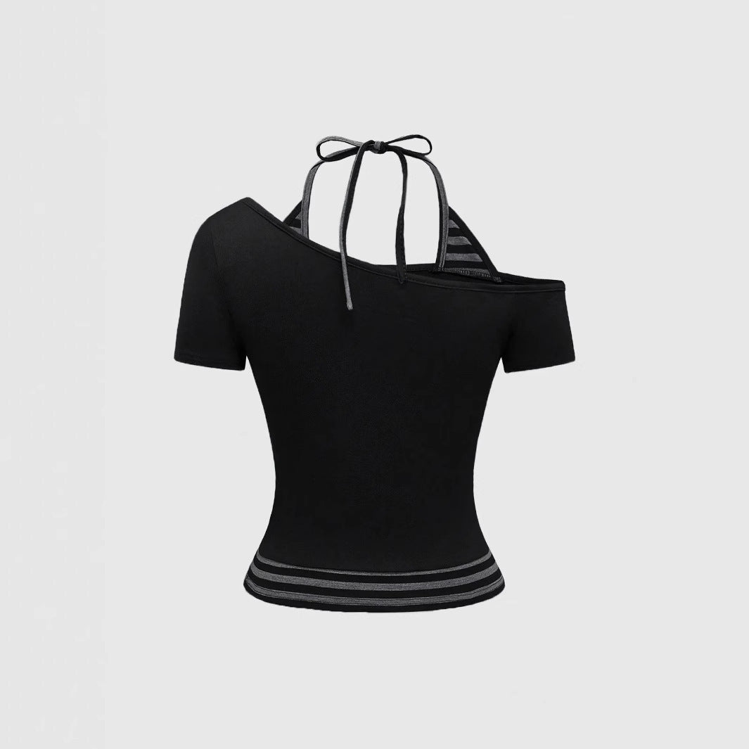 Damen Off-Shoulder Top mit grafischem Design Echo Archiv