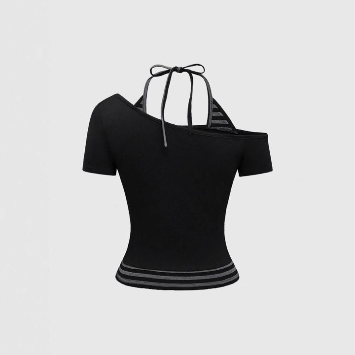 Damen Off-Shoulder Top mit grafischem Design Echo Archiv