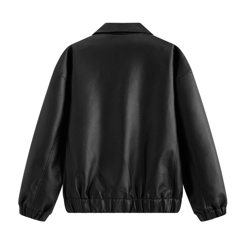 Herren lässige Kunstlederjacke mit elastischem Bund und seitlichen Taschen Echoarchiv