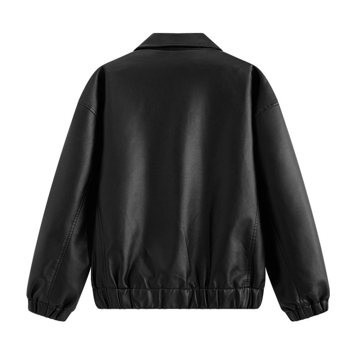 Herren lässige Kunstlederjacke mit elastischem Bund und seitlichen Taschen Echoarchiv
