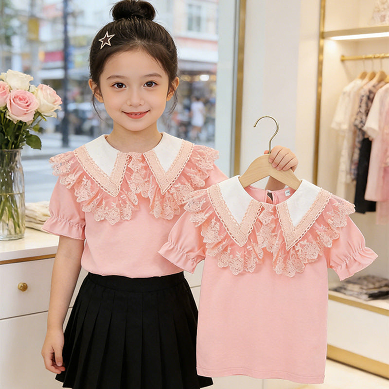 Mädchen Bluse mit trendigem Spitzenkragen Echo Archiv