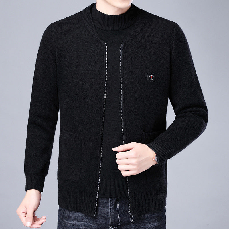 Herren Klassische Strickjacke mit Reißverschluss und aufgesetzten Taschen – Terenzo