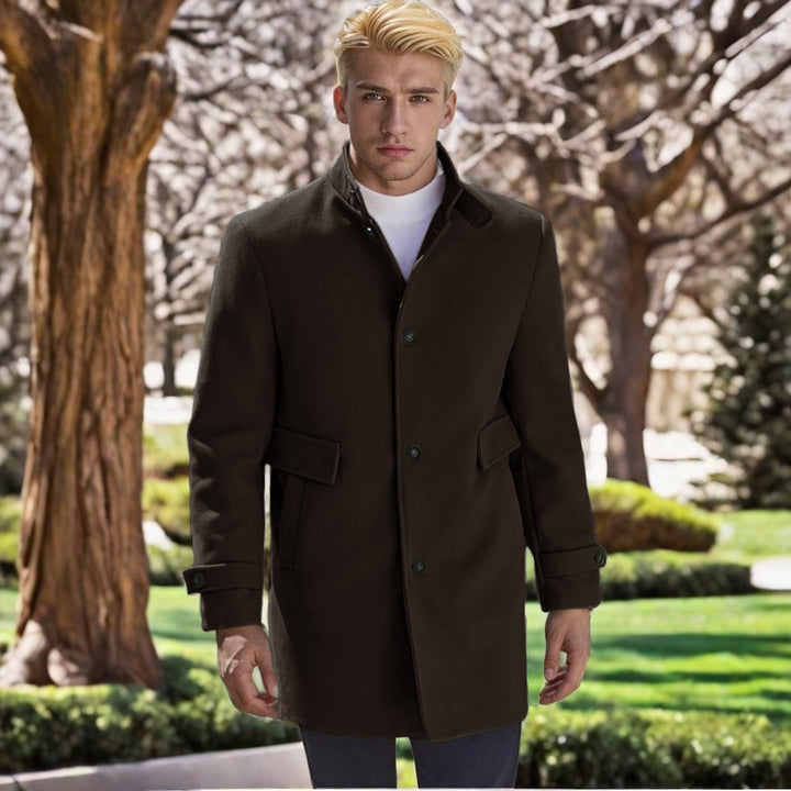 Herren eleganter, taillierter Wollmantel Echoarchiv