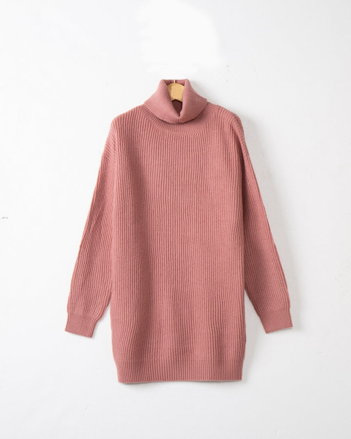Damen Langer Rippstrick-Rollkragenpullover im Oversize-Schnitt Echo Archiv