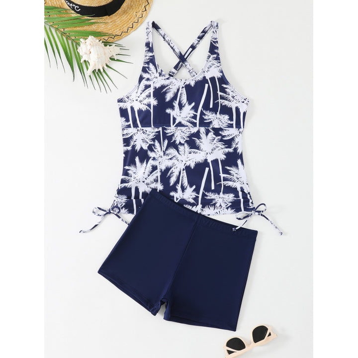 Damen Tankini-Set mit aufregendem Palmenmotiv und verstellbaren Schnüren Echo Archiv