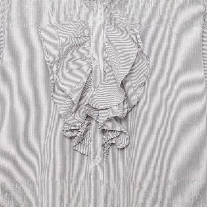Damen Bluse mit Schleifenkragen und Rüschenblende Echoarchiv