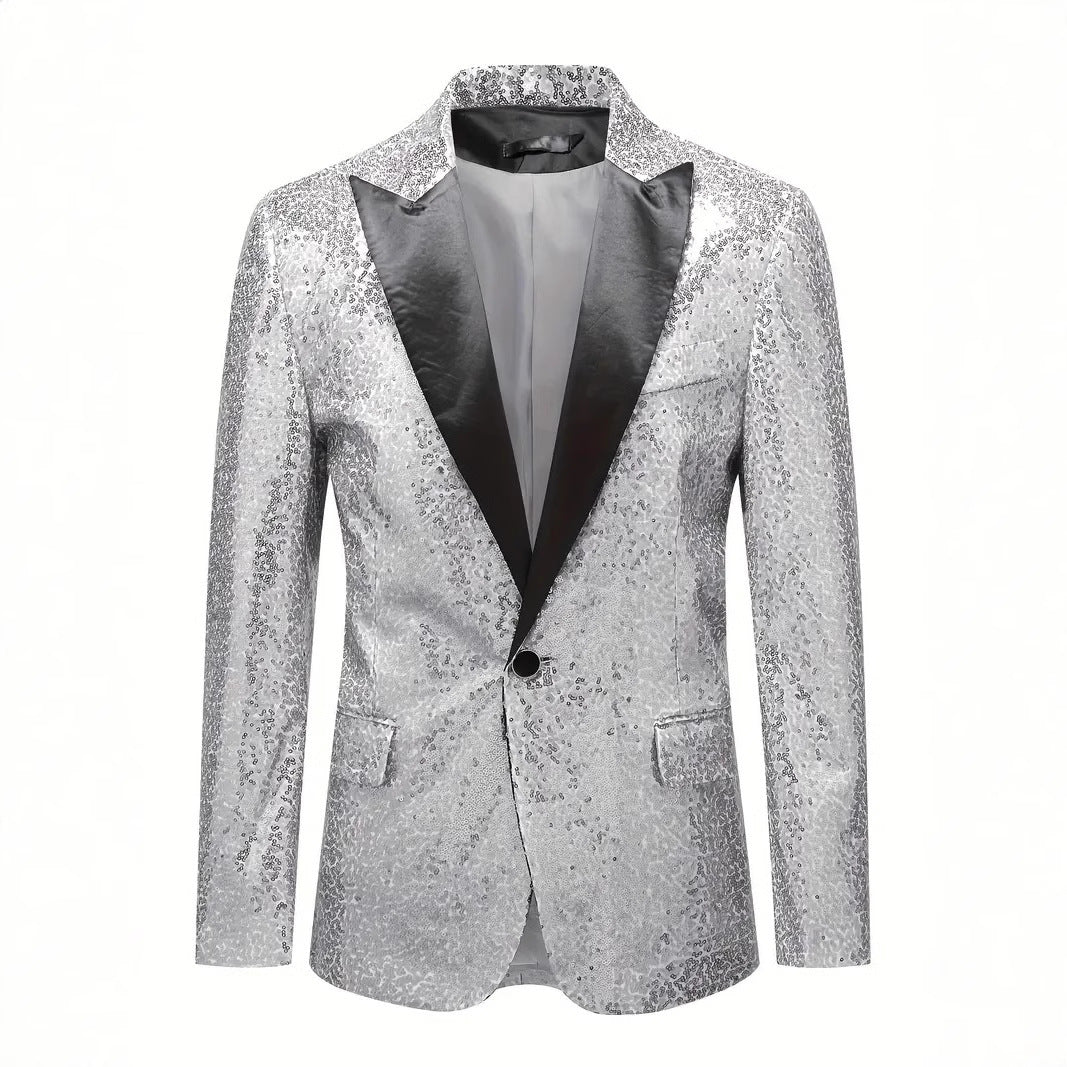Herren festlicher Paillettenblazer mit schwarzem Revers Echoarchiv