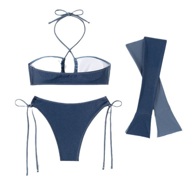Damen Triangel-Bikini mit sportlichem Haltertop und langen Ärmeln Echo Archiv
