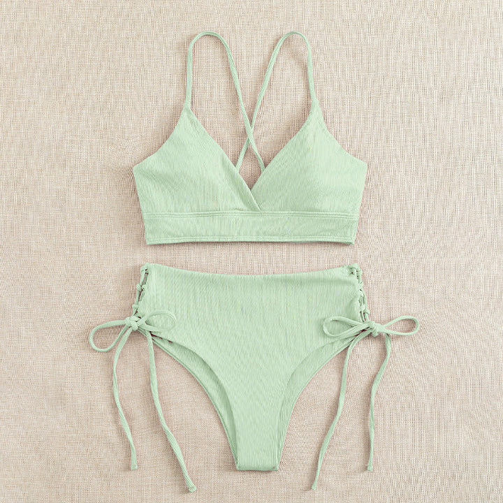 Damen Hochtaillierter Bikini mit verstellbaren Schnürdetails – Maréssa