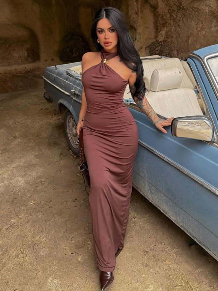 Damen Maxikleid mit asymmetrischem Ausschnitt und elegantem Design Echo Archiv