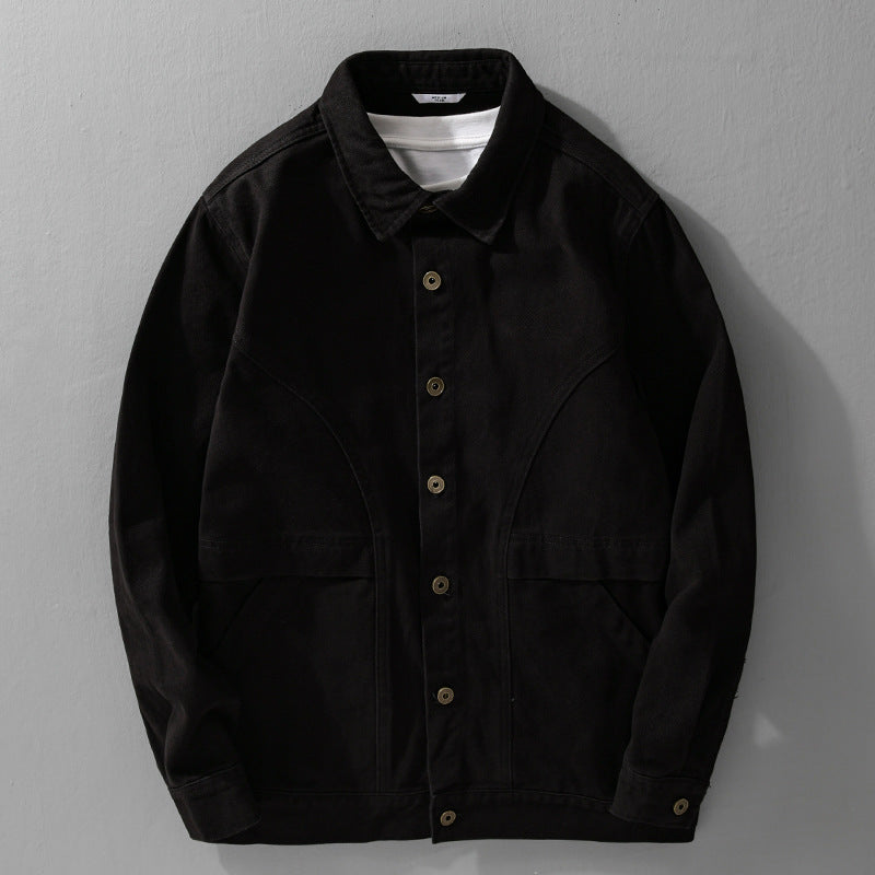 Herren robuste Canvas-Workerjacke mit Fronttaschen und markanten Ziernähten Echoarchiv