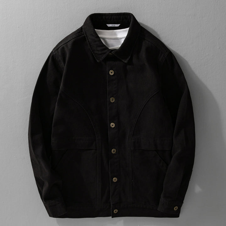 Herren robuste Canvas-Workerjacke mit Fronttaschen und markanten Ziernähten Echoarchiv