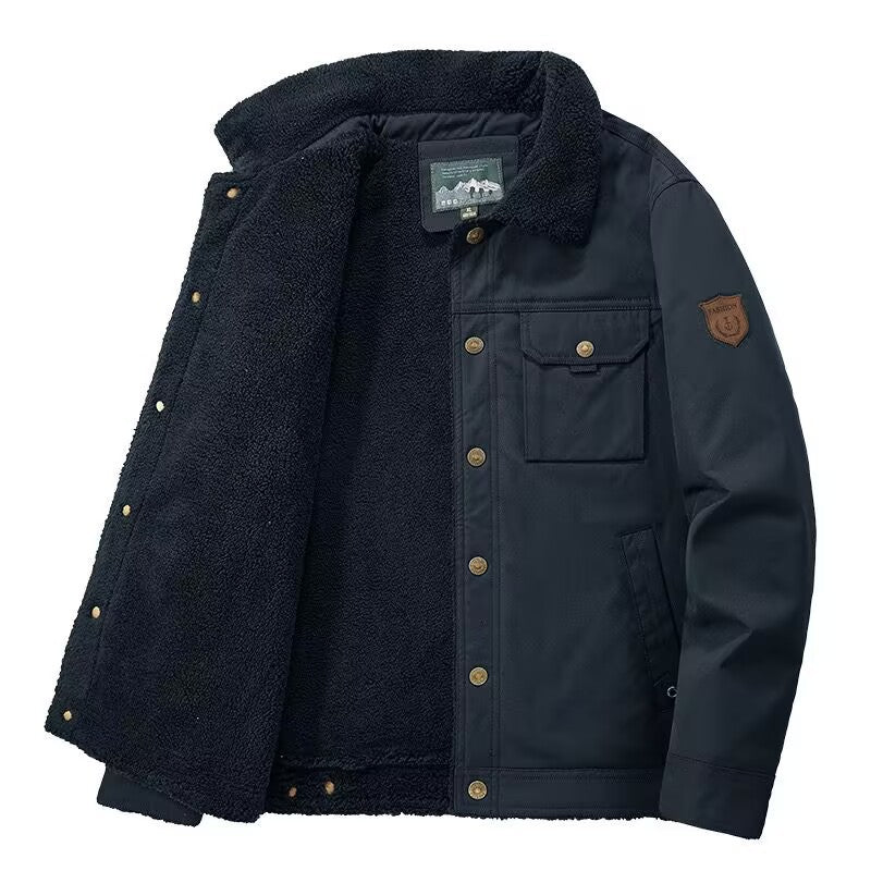 Herren Gefütterte Canvas-Arbeitsjacke mit Sherpa-Innenfutter und Hemdkragen Echoarchiv