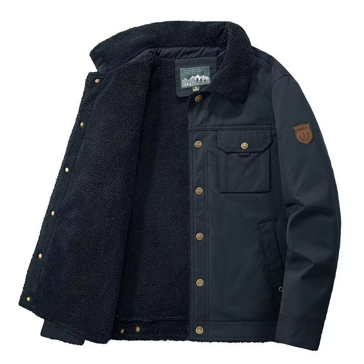 Herren Gefütterte Canvas-Arbeitsjacke mit Sherpa-Innenfutter und Hemdkragen Echoarchiv