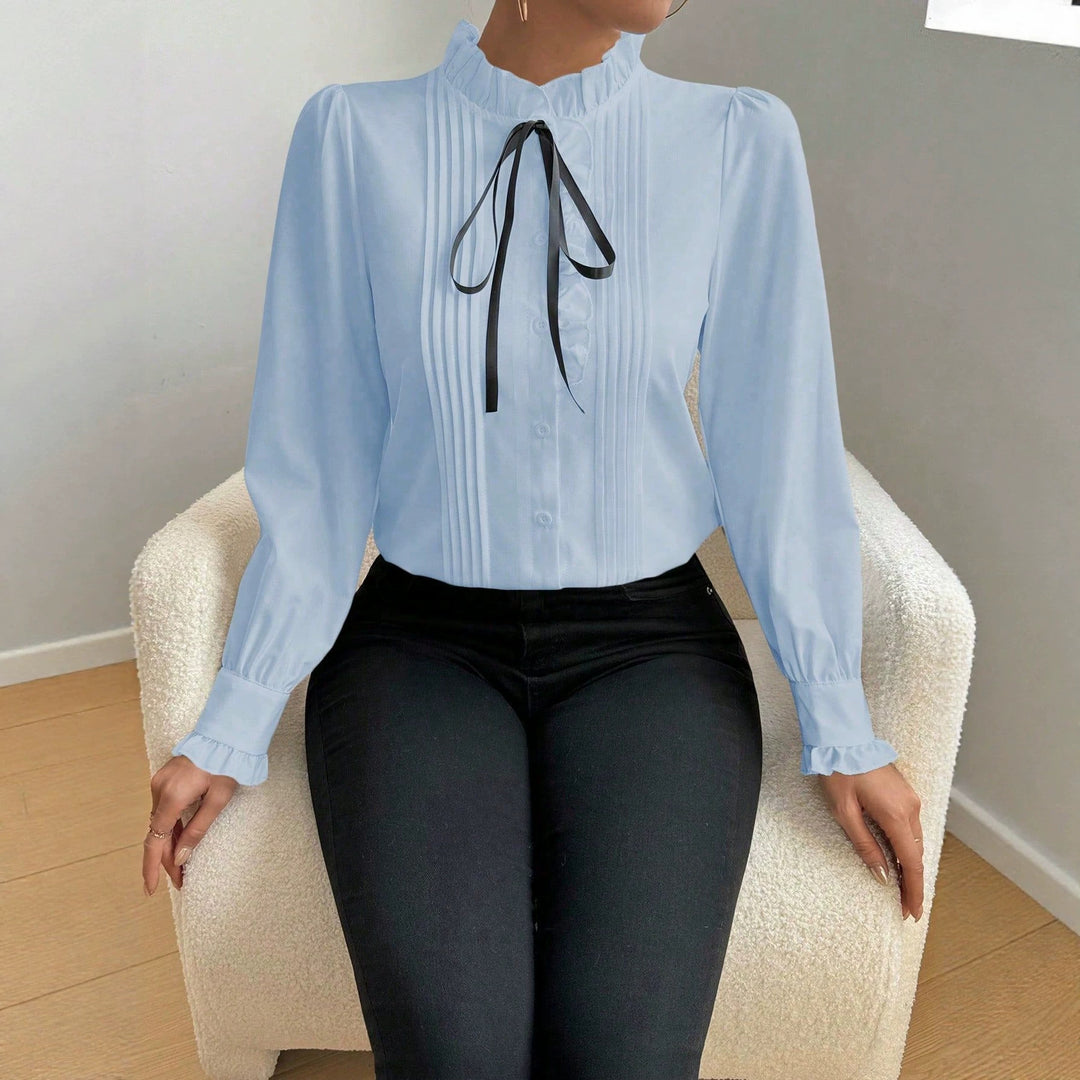 Damen Elegante Bluse mit Rüschen und Schleifen-Detail Echo Archiv