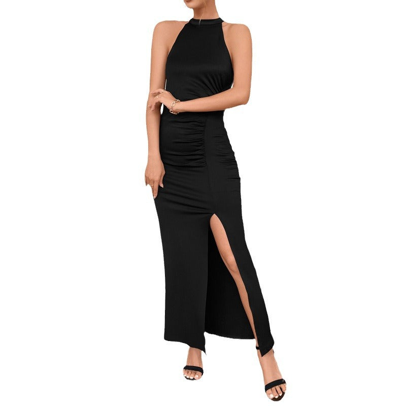 Damen Elegantes Maxikleid mit hohem Schlitz und Raffdetails Echo Archiv