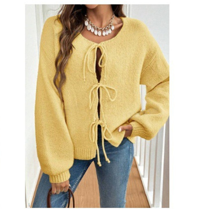Damen Kurzcardigan mit Bindebändern, Oversize‑Silhouette und Ballonärmeln – Veloura