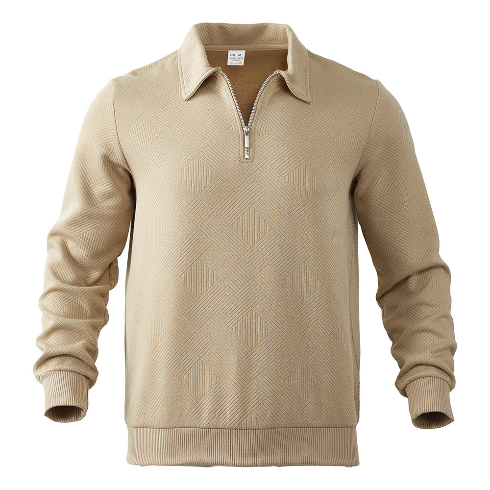 Herren Sportlicher Pullover mit halbem Reißverschluss und strukturiertem Design Echoarchiv