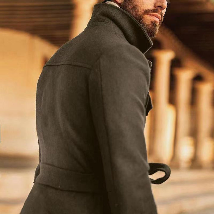 Herren multifunktionale Wool-Jacke mit Gürtel und Taschen Echoarchiv