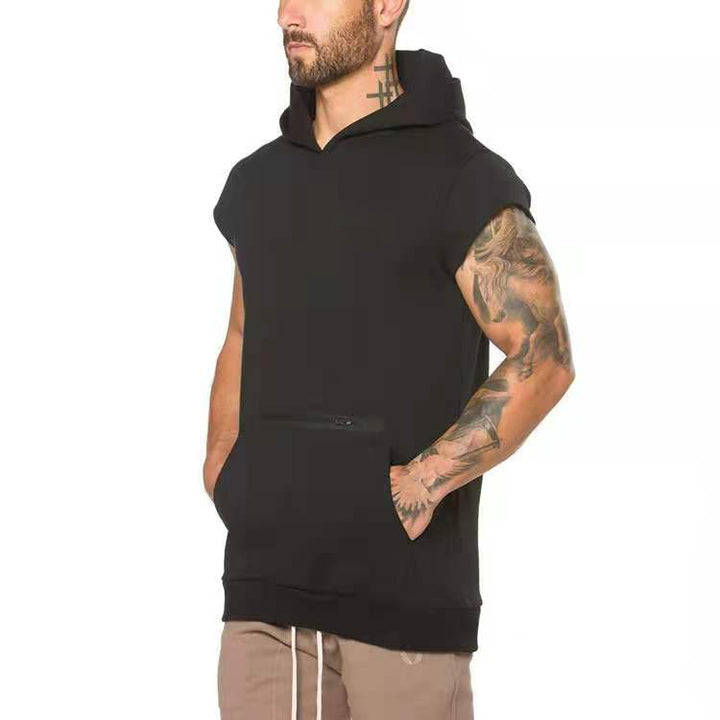 Herren Kapuzen-T-Shirt mit Ärmelloses Design und praktischer Fronttasche Echoarchiv