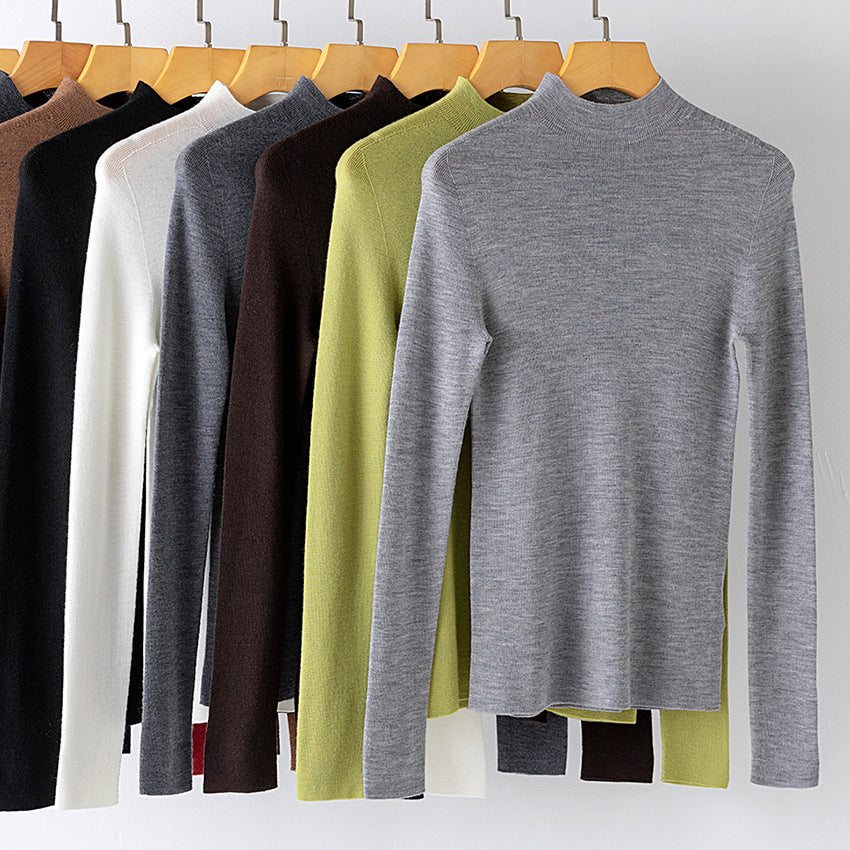 Damen Feiner Stretch-Feinstrickpullover mit halbem Stehkragen und schlanker Silhouette Echoarchiv