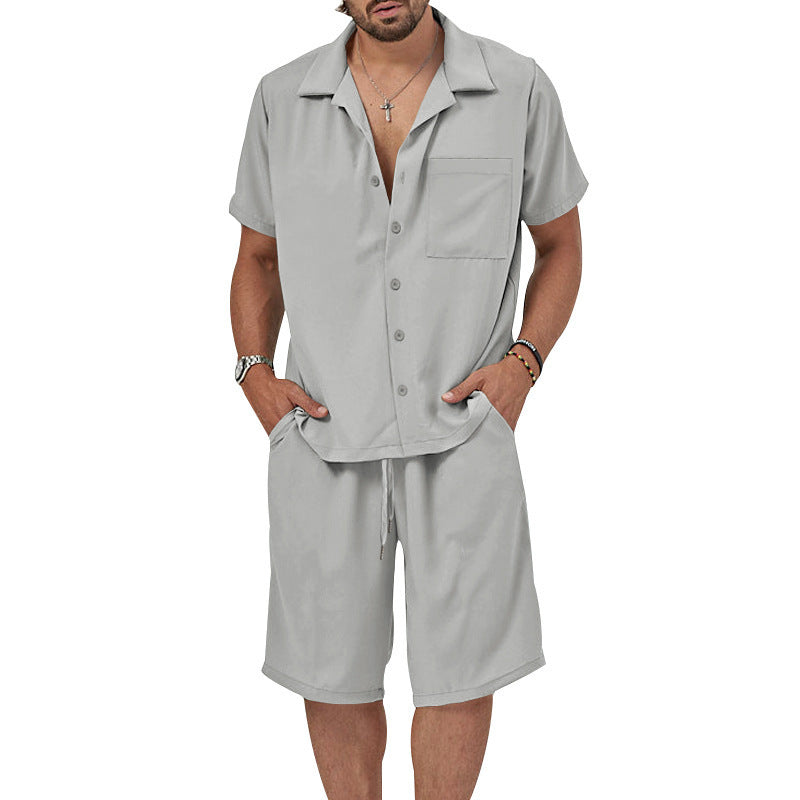 Herren lässiges Freizeit-Set mit Kurzarmhemd und Shorts Echoarchiv