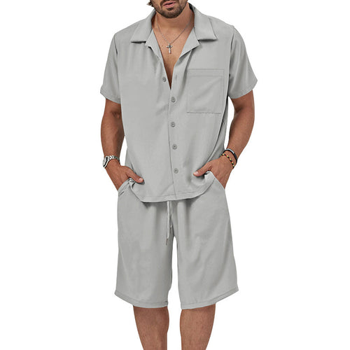 Herren lässiges Freizeit-Set mit Kurzarmhemd und Shorts Echoarchiv