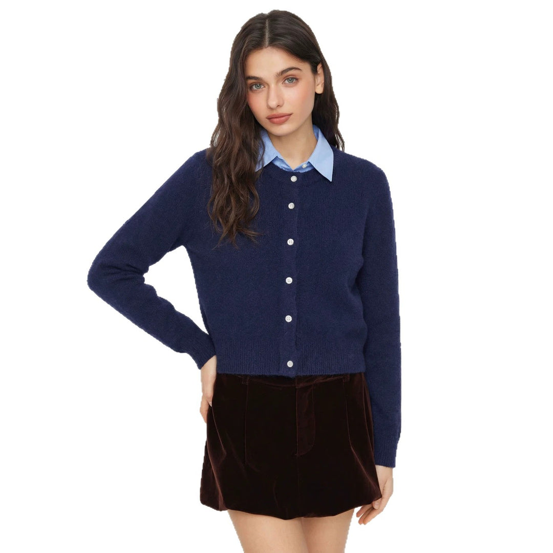 Damen Eleganter Kurzpullover mit Hemdkragen Echo Archiv
