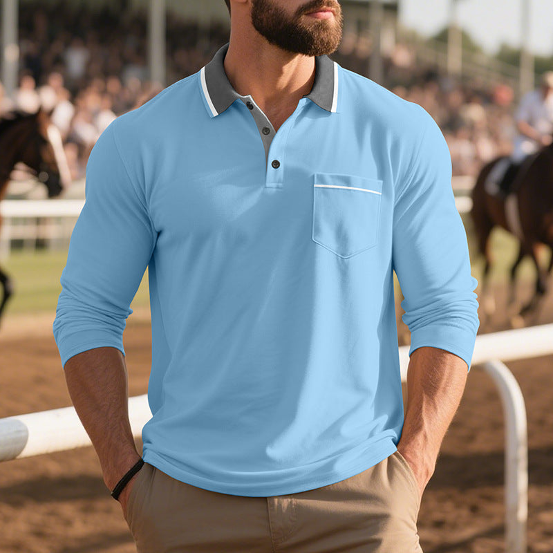 Herren Langarm Polo-Shirt aus atmungsaktivem Stoff mit modernem Kragen Echoarchiv