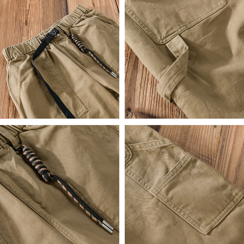 Herren Tapered-Cargohose im Utility-Stil mit gekrempeltem Saum und elastischem Bund Echoarchiv