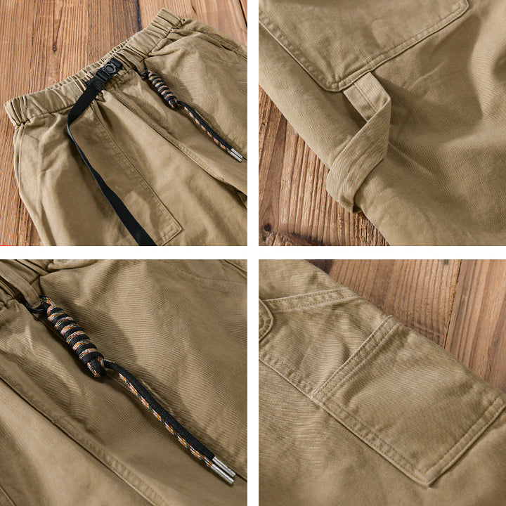 Herren Tapered-Cargohose im Utility-Stil mit gekrempeltem Saum und elastischem Bund Echoarchiv