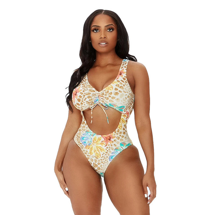 Damen Cut-Out Badeanzug mit floralem Design und verstellbaren Trägern Echo Archiv